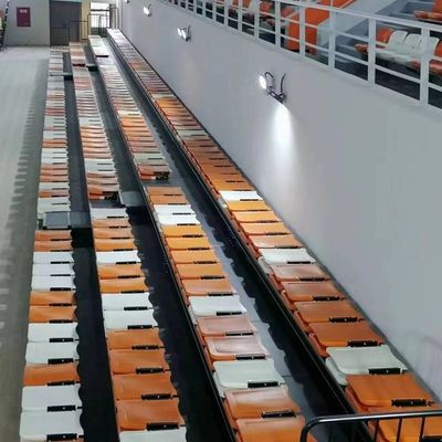 Retractable Bleacher Gym Seating with Floor mounted Foldable seats for Comfort and Breathability