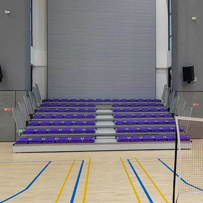 Steel Frame Retractable Bleacher Seating with Floor Mounted Seat