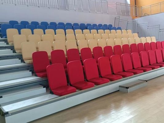 Telescopic Tiered Bleacher with Aisle and Handrail Plywood or PVC Flooring Option