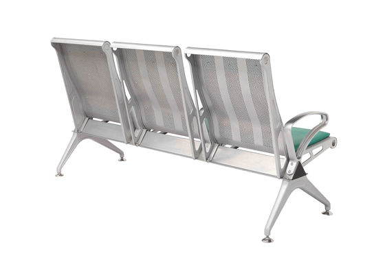 Green PU Leather SS201 Steel Airport Chair / Salon Waiting Room Chairs