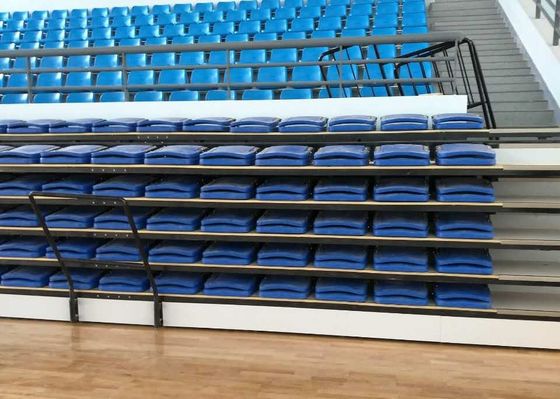 Customized Size Green Chair Retractable Bleacher Seating Floor Mounted