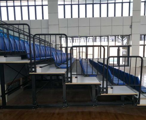 Customized Size Green Chair Retractable Bleacher Seating Floor Mounted