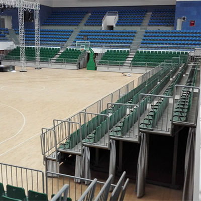 HDPE Plastic Backrest Chair 300mm Row Retractable Bleacher Seating Green Color