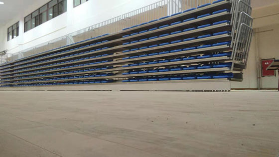 Blue Low Back HDPE Bucket Seat Retractable Bleacher Seating 700-900mm Step