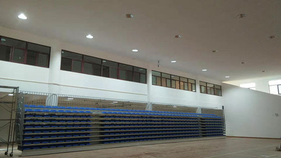 Blue Low Back HDPE Bucket Seat Retractable Bleacher Seating 700-900mm Step