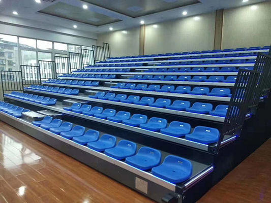 Blue Low Back HDPE Bucket Seat Retractable Bleacher Seating 700-900mm Step