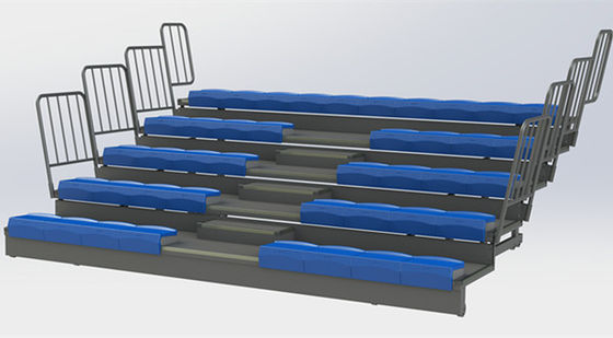 Full Automatic HDPE Bench Retractable Gym Bleachers / Indoor Basketball Bleachers