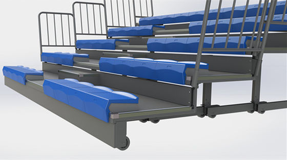 Full Automatic HDPE Bench Retractable Gym Bleachers / Indoor Basketball Bleachers