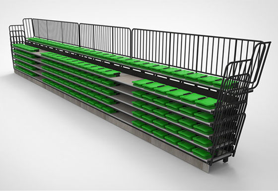 Customized Size Green Chair Retractable Bleacher Seating Floor Mounted
