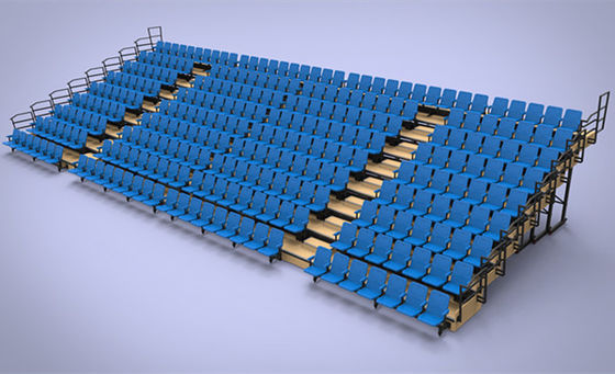 Electrical Control HDPE Retractable Bleacher Seating With Folding Armrest