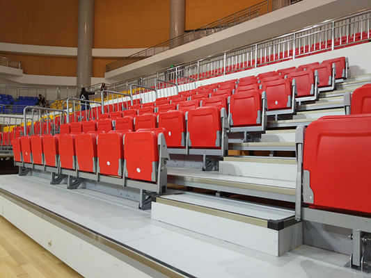 Electrical Control HDPE Retractable Bleacher Seating With Folding Armrest