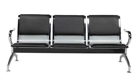 Black PU Foam Airport Waiting Chair With Galvanized Arm And Feet