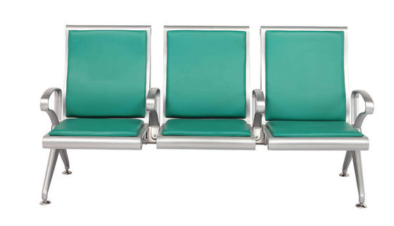 Green PU Leather SS201 Steel Airport Chair / Salon Waiting Room Chairs