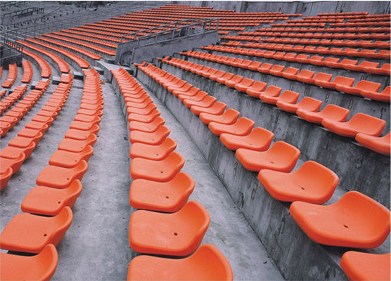Orange HDPE Plastic Stadium Seats / H300mm Step Football Bleacher Seat