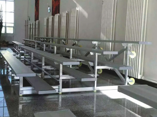 Silver color Tennis Court Portable Outdoor Bleachers 300mm Step Height