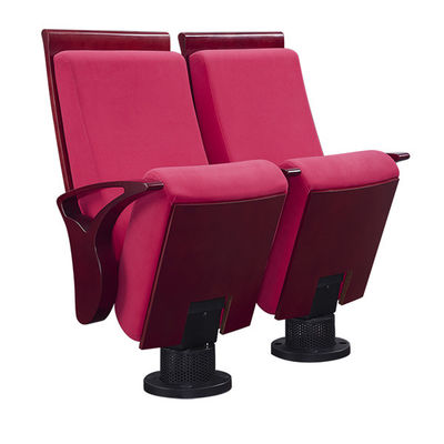 Steel Leg Base L1010cm VIP Folding Auditorium Chairs With Wooden Arc Arm