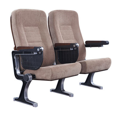 Aluminum Leg Folding Theatre Seats , Soft Light Grey Fabric Theater Chairs