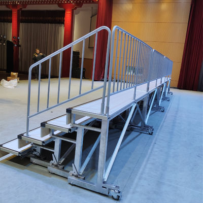 Portable Plywood Plastic Telescopic Bleacher Seating With Safety Railings For Chorus