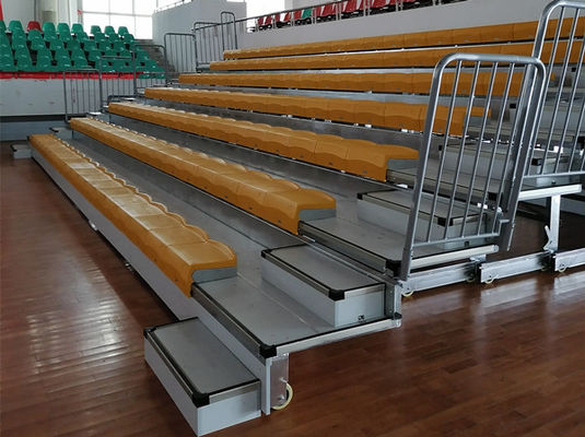 Yellow Color Retractable Bleacher Seating Anti Slip Retractable Tiered Seating