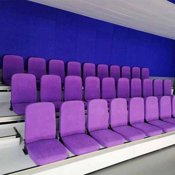 purple Floor Mounted Telescopic Seats Retractable Bleacher Seating System