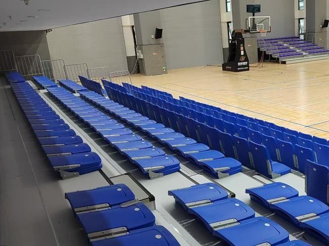 Manual or Power Operation Retractable Bleacher Seating with High Grade HDPE Seat and Optional Handrail