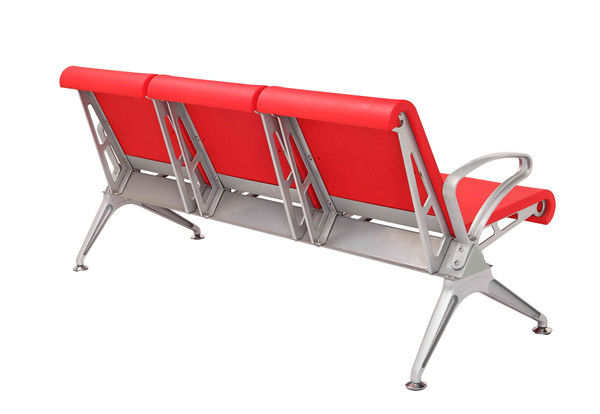 Red PU Leather Foam Aluminum Alloy Armrest Patient Waiting Area Chairs