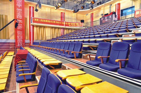 Plywood Backrest Electrical Telescopic Bleacher Seating With Arm