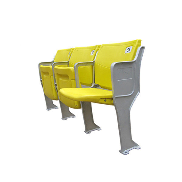 Yellow Blow Molding Anti UV  Foldable Stadium Seats Aluminum Leg