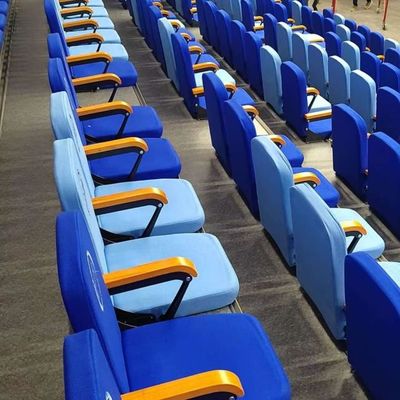 Telescopic Bleacher Indoor Seating dengan ukuran yang disesuaikan dan aksesoris handrail lorong
